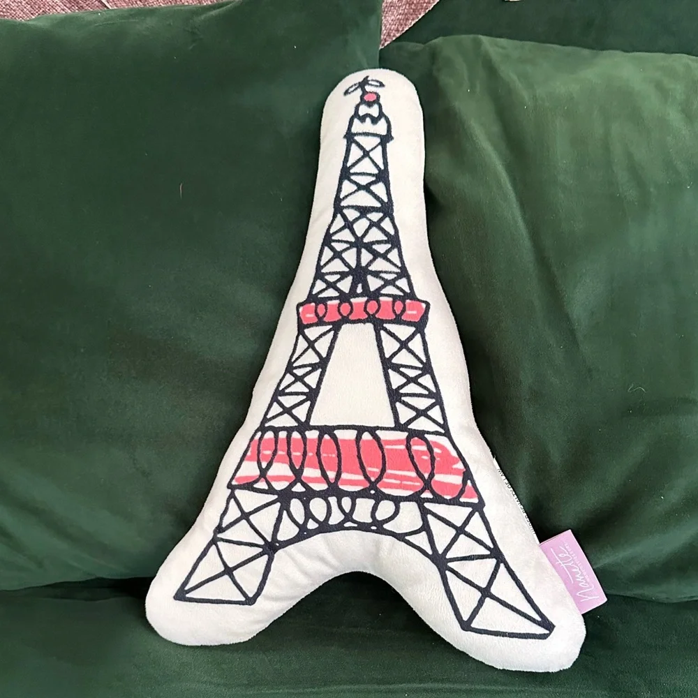 Soft Fuzzy Eiffel Tower Francophile Nanette Lepore Pink Accent Throw Pillow